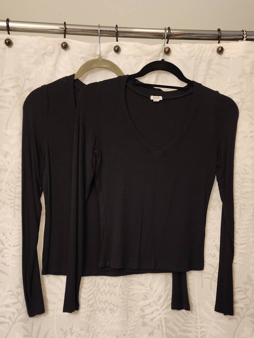 Garage Black V-Neck Long Sleeve Top Super Soft New (2 For $30)